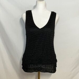 Carole Little Knitwear Black Beaded Tank Top